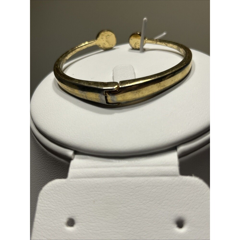 Kate Spade New York Spot The Spade Gold Tone White Enamel Hinged Cuff Bracelet - Picture 3 of 5